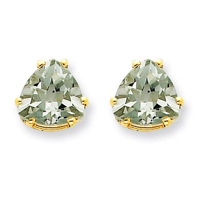 8mm Trillion Green Quartz Earrings 14k Gold XE96AG, MPN: XE96AG, 883957110318