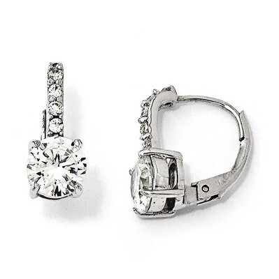 Cheryl M Leverback Earrings Sterling Silver Cubic Zirconia QCM755, MPN: QCM755, 886774011592