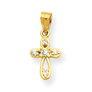 Small Synthetic Diamond Cross Pendant 10k Gold 10C1108, MPN: 10C1108, 886774019710