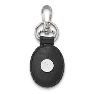 Michigan University of Black Leather Oval Key Chain Sterling Silver SS012UM-K1, MPN: SS012UM-K1, 88…
