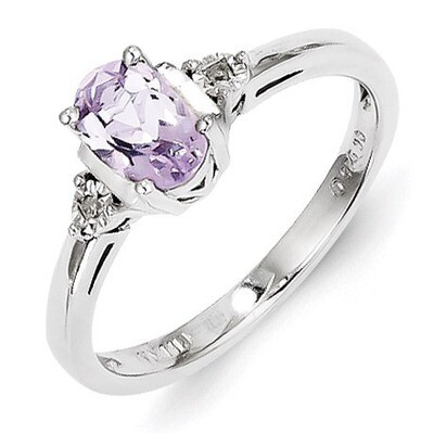 Pink Amethyst Ring Diamond Sterling Silver QR4541PQ, MPN: QR4541PQ, 883957439136