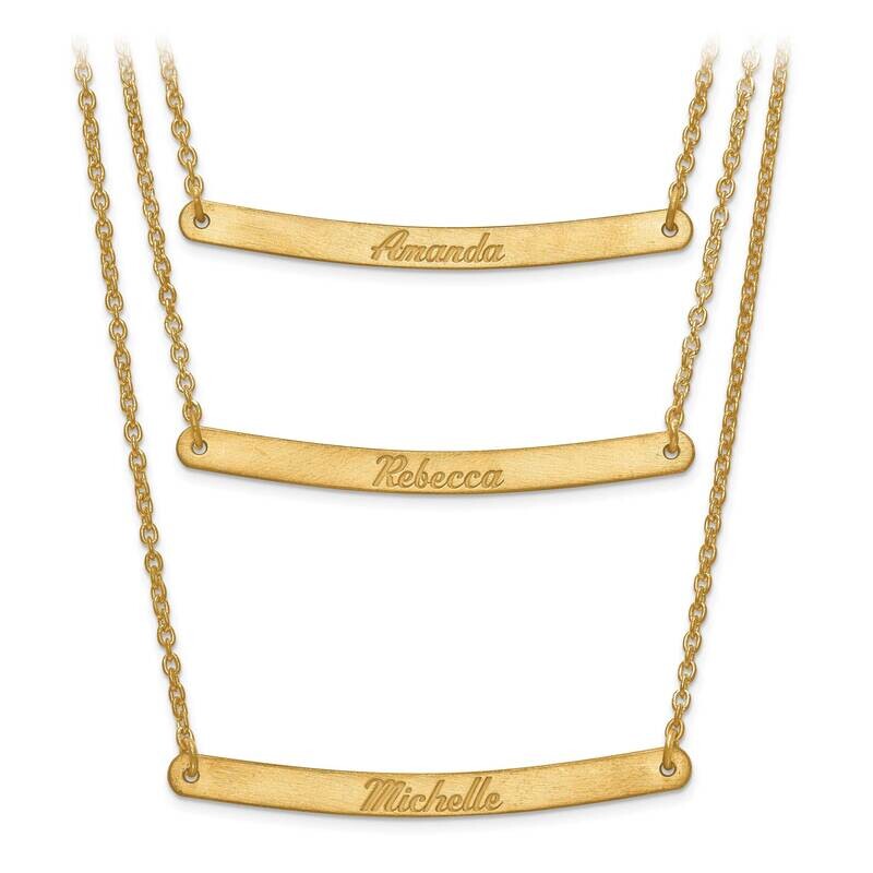 Brushed or Polished 3 Chain 3 Bar Name Necklace Gold-plated Silver XNA653GP, MPN: XNA653GP, 1911012…