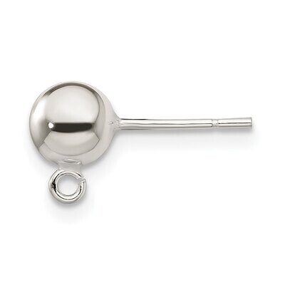 6.0mm Ball with Ring Earring Sterling Silver Polished SS3052, MPN: SS3052,