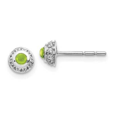 Cabochon Peridot Earrings 14k White Gold Diamond EM4030-PE-010-WA, MPN: EM4030-PE-010-WA, 191101837…