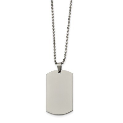 Rounded Edge 2mm Thick Dog Tag Necklace Stainless Steel Polished SRN2136-24 by Chisel, MPN: SRN2136…