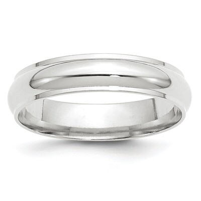 5mm Half Round with Edge Band 10k White Gold WHRE050 Engravable, MPN: WHRE050, 886774468174