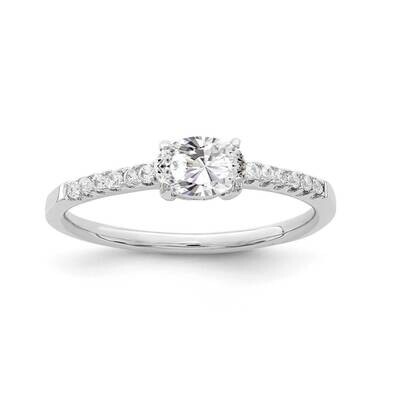 Oval CZ Diamond Ring Sterling Silver Rhodium-plated QR6952, MPN: QR6952, 886774098289
