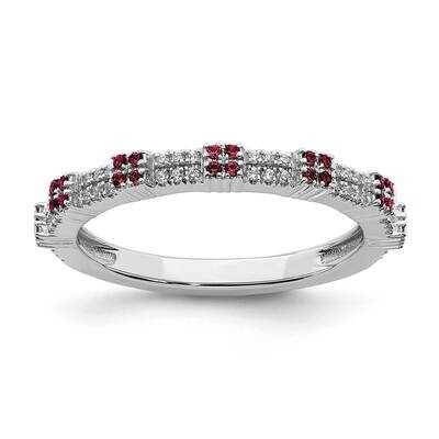 Garnet &amp; Diamond Ring Sterling Silver Rhodium-plated QSK2153, MPN: QSK2153, 191101212543