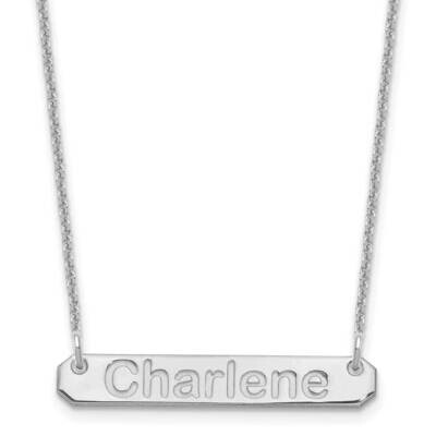 Polished Arial Rounded Bar Necklace 10k White Gold Small 10XNA1232W, MPN: 10XNA1232W,