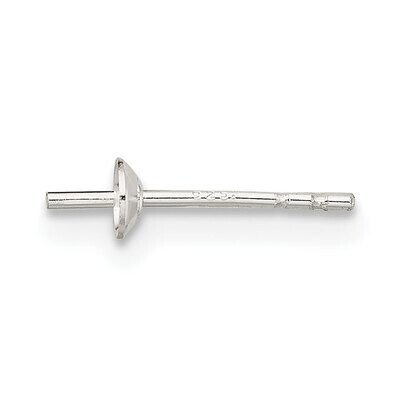 5.0 - 6.0mm Pearl Stud Earring Setting Sterling Silver SS3022, MPN: SS3022,