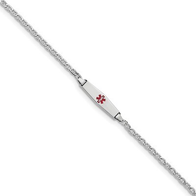 7 Inch Medical Soft Diamond Shape Enamel Semi-Solid Anchor Link ID Bracelet 14k white Gold XM604CCW…
