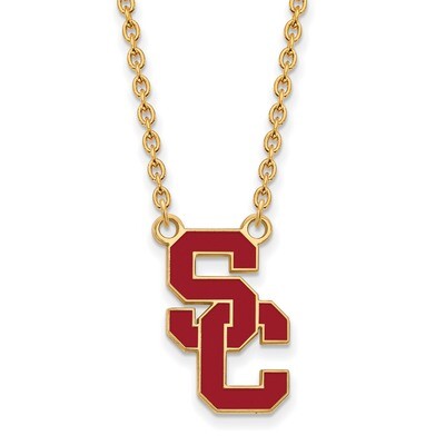 University of Southern California Large Pendant with Necklace Gold-plated Sterling Silver GP016USC-…