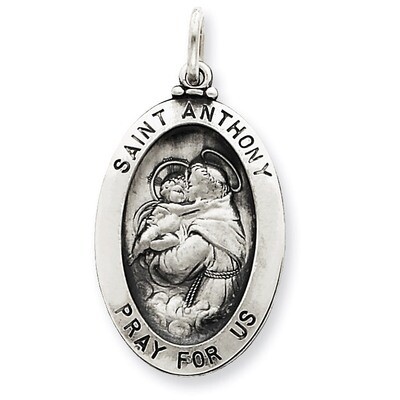 Saint Anthony Medal Antiqued Sterling Silver QC5708, MPN: QC5708, 191101183768