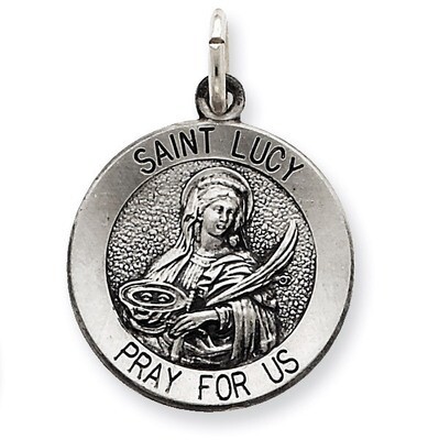 Saint Lucy Medal Antiqued Sterling Silver QC5697, MPN: QC5697, 191101183706