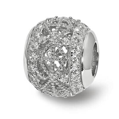 Laser Cut CZ Diamond Bead Sterling Silver QRS3970, MPN: QRS3970,