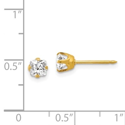 5mm Sq. Princess Cubic Zirconia Earrings 14k Gold 264E, MPN: 264E,