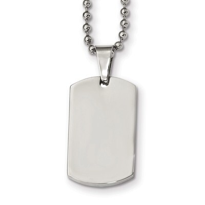 1.85mm Reversible Dog Tag Necklace Stainless Steel Brushed &amp; Polished SRN2327-24 by Chisel, MPN: SR…