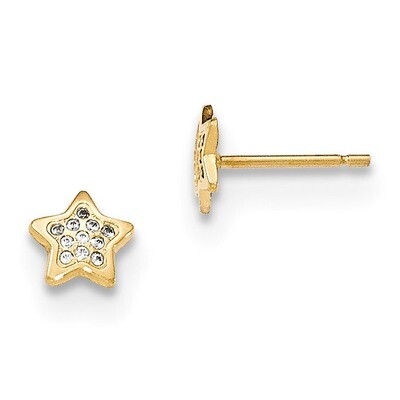 CZ Diamond Star Post Earrings 14k Gold Polished YE1747, MPN: YE1747, 191101454264