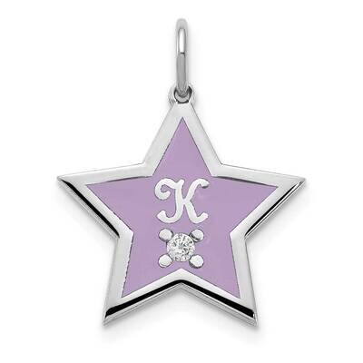 Initial Epoxied Star with Diamond Charm 14k White Gold XNA1161W, MPN: XNA1161W,