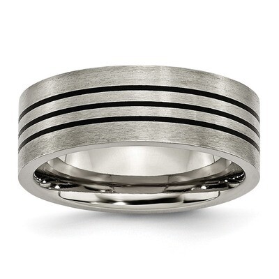 Enameled Flat 8mm Satin &amp; Polished Band Titanium TB348-10