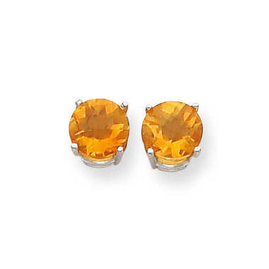 7mm Citrine Checker Earrings 14k White Gold XE74WCC, MPN: XE74WCC, 883957098166