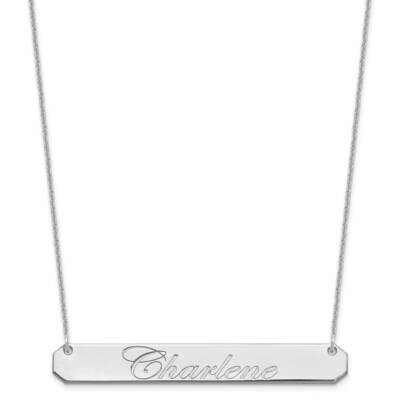 Polished Edwardian Script Bar Necklace 10k White Gold Large 10XNA1225W, MPN: 10XNA1225W,