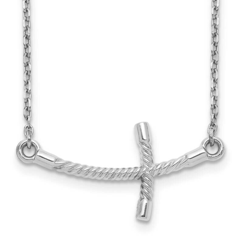 Sideways Curved Twist Cross Necklace 14k White Gold Large SF2089-19