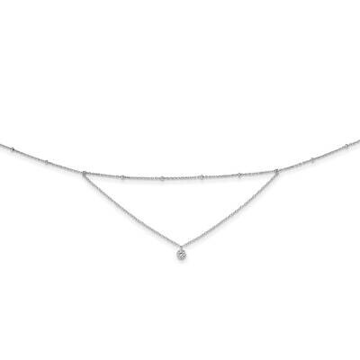 Beads with 4 inch Extender Choker Sterling Silver Rhodium-plated CZ Diamond QG5341-12, MPN: QG5341-…