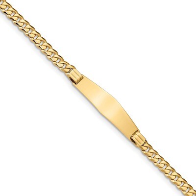 Curb Link Soft Diamond Shape ID Bracecet 14k Gold LID63C-7, MPN: LID63C-7, 883957761626
