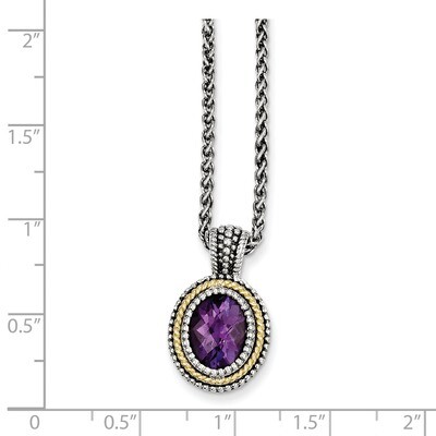 Amethyst Necklace Sterling Silver &amp; 14k Gold QTC704, MPN: QTC704, 883957466859