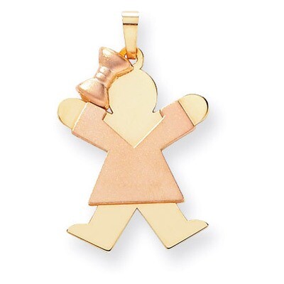 Girl with Bow on Left Engravable Charm 14k Two-tone Gold Large XK247, MPN: XK247, 883957377414