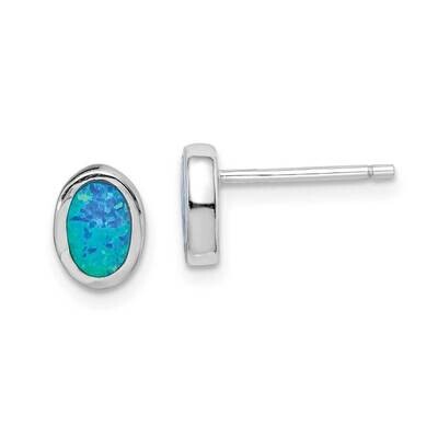 Imitation Opal Oval Post Earrings Sterling Silver Rhodium-plated QE15192, MPN: QE15192, 886774119229