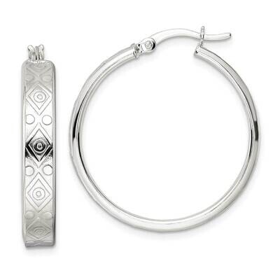 Design Circle Hoop Earrings Sterling Silver Polished QE15920, MPN: QE15920, 196904152997