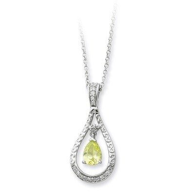 Aug. Diamond Stone Never Forget Tear 18 Inch Birthstone Necklace Sterling Silver QSX187, MPN: QSX18…
