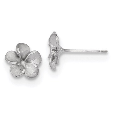 Satin Diamond -cut Plumeria Post Earrings 14k white Gold TL1116W, MPN: TL1116W, 191101078392