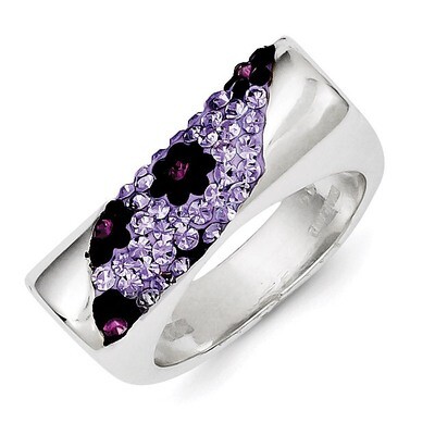 Sterling Silver Stellux Crystal Purple Animal Print Ring QR4174-7