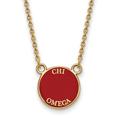 Chi Omega Extra Small Enameled Pendant with 18 Inch Chain Gold-plated Silver GP012CHO-18, MPN: GP01…