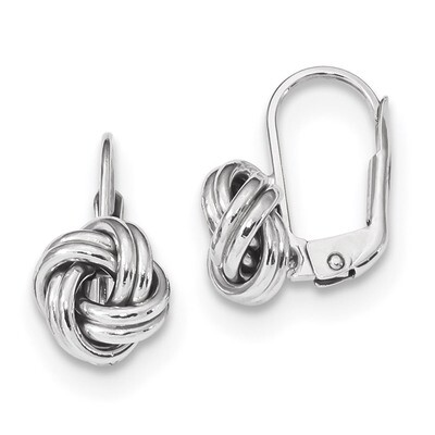 Polished Love Knot Leverback Earrings 14k white Gold SF2475, MPN: SF2475, 191101604607
