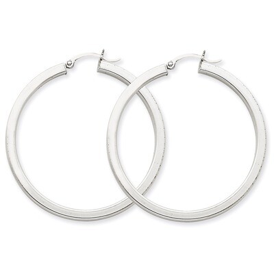 3mm Polished Square Tube Hoop Earrings 14k White Gold Z1119, MPN: Z1119, 883957324623