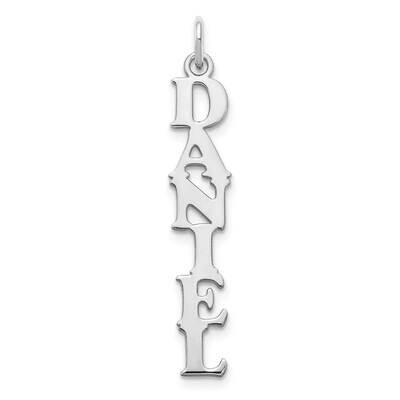 Cooper Font Vertical Name Plate Charm 10k White Gold 10XNA1170W, MPN: 10XNA1170W,
