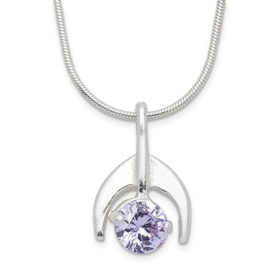 Purple CZ Diamond Necklace 18 Inch Sterling Silver QH673-18, MPN: QH673-18, 883957764092