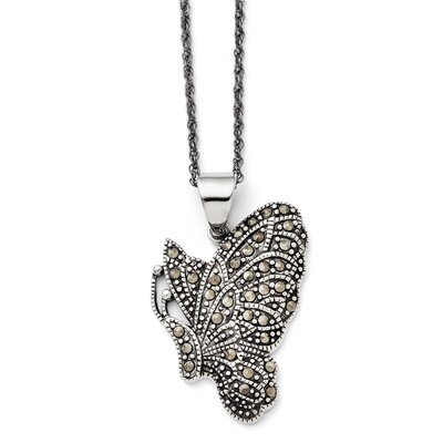 Butterfly Marcasite Necklace Stainless Steel SRN1431-20, MPN: SRN1431-20, 886774306650