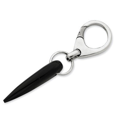 Black Spike Key Ring Sterling Silver QQ463