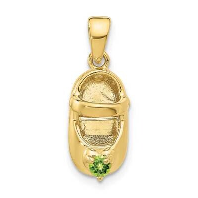 3-D August Synthetic Stone Engraveable Baby Shoe Charm 10k Gold 10K4652AUG, MPN: 10K4652AUG,