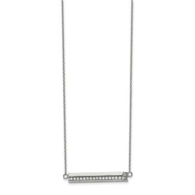 CZ Diamond Bar 18 Inch 1 Inch Ext. Necklace Stainless Steel Polished SRN2741-18 by Chisel, MPN: SRN…