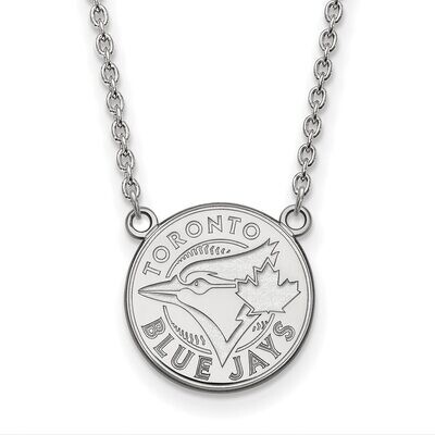 Toronto Blue Jays Large Pendant with Chain Necklace 10k White Gold 1W009BLU-18, MPN: 1W009BLU-18, 8…