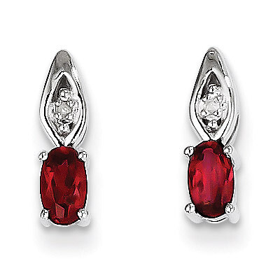 Garnet Diamond Earring 14k White Gold Genuine XBS298, MPN: XBS298, 883957569055