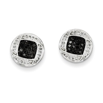 Black &amp; White Diamond Earrings Sterling Silver QE7867, MPN: QE7867, 886774189413