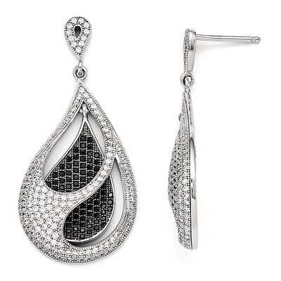 Teardrop Dangle Post Earrings Sterling Silver &amp; Cubic Zirconia QMP1273, MPN: QMP1273, 883957054230