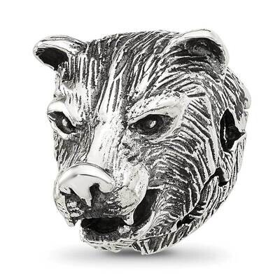 Polished Bear Head Hinged Bead Sterling Silver QRS4329, MPN: QRS4329,